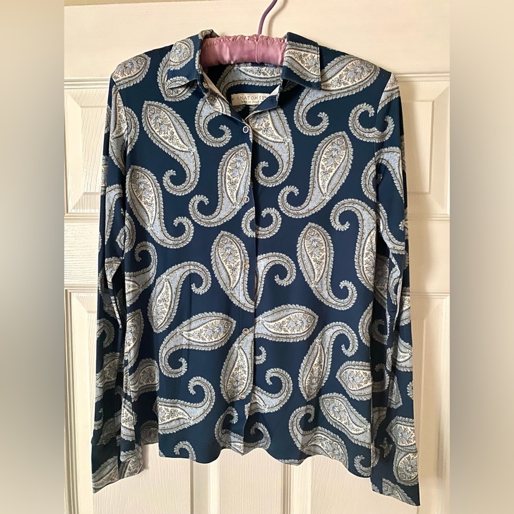 Anatomie danica blue paisley shirt size xs like new